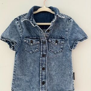 NWOT Lenox James Dark Denim Short Sleeve Shirt